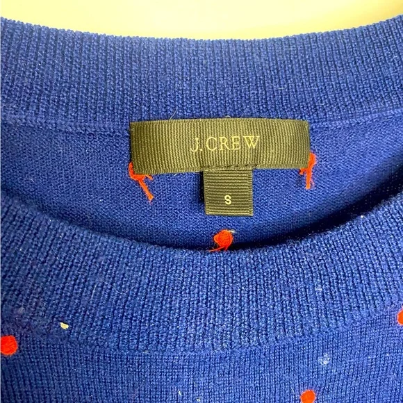 J. Crew Navy/Coral 3/4 length sleeve polka dot sweater - Picture 3 of 4